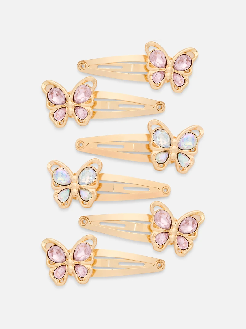 6pk Faux Gem Snap Hair Clips