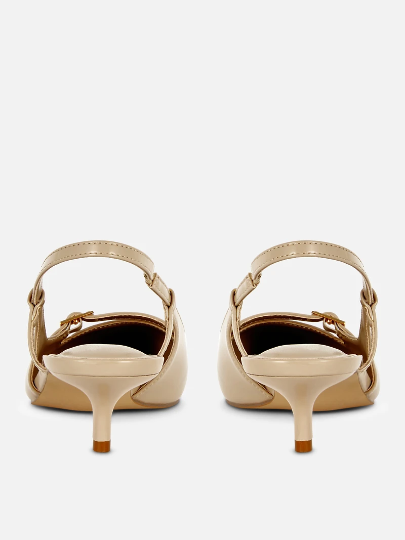 Buckle Slingback Kitten Heels