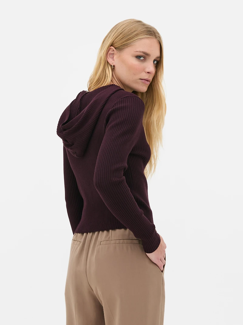 Ribbed Half-Zip Hoodie