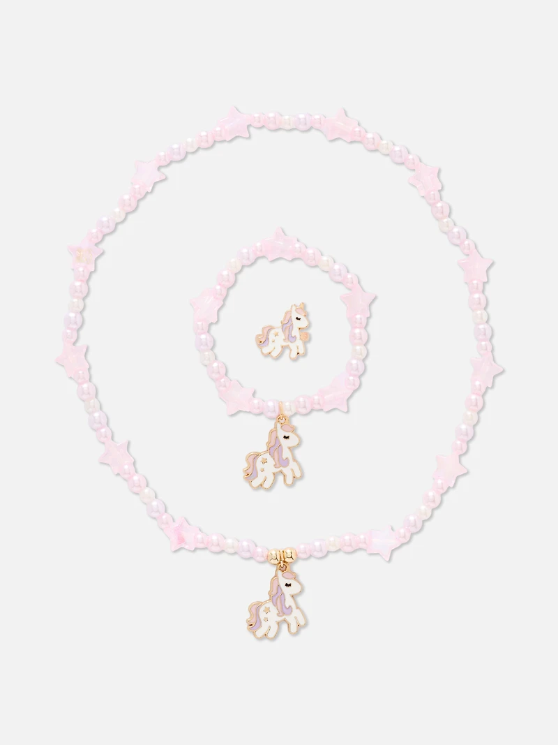 3-Piece Unicorn Beaded Jewelry Set