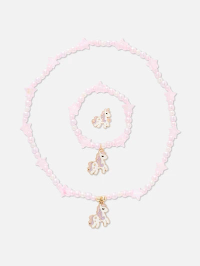 3-Piece Unicorn Beaded Jewelry Set