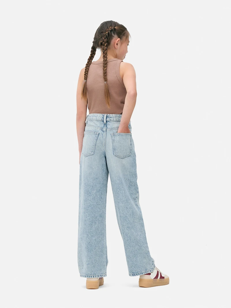 7-15yrs | Crossover Waist Wide Leg Jeans