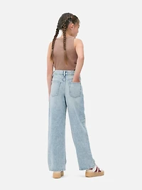 7-15yrs | Crossover Waist Wide Leg Jeans