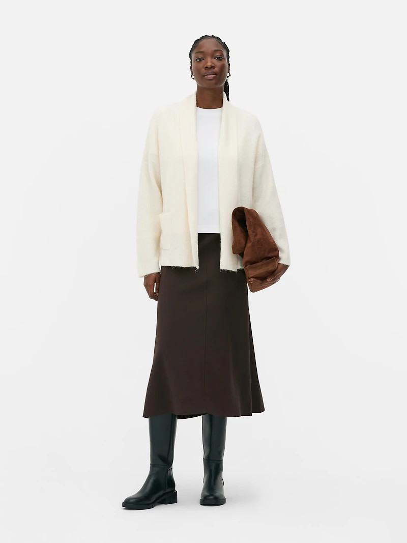 Brushed Open Shawl Cardigan