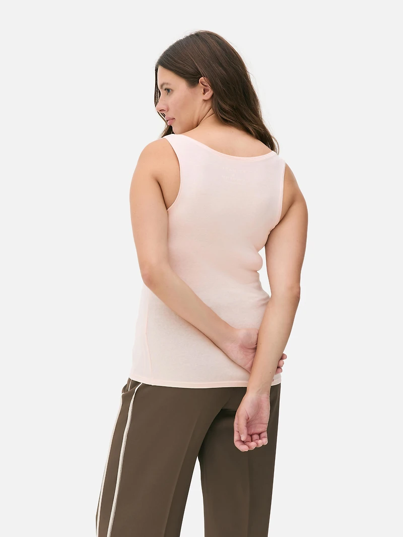 Women's Light Pink Scoop Neck Stretch Vest