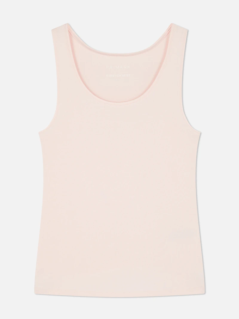 Women's Light Pink Scoop Neck Stretch Vest
