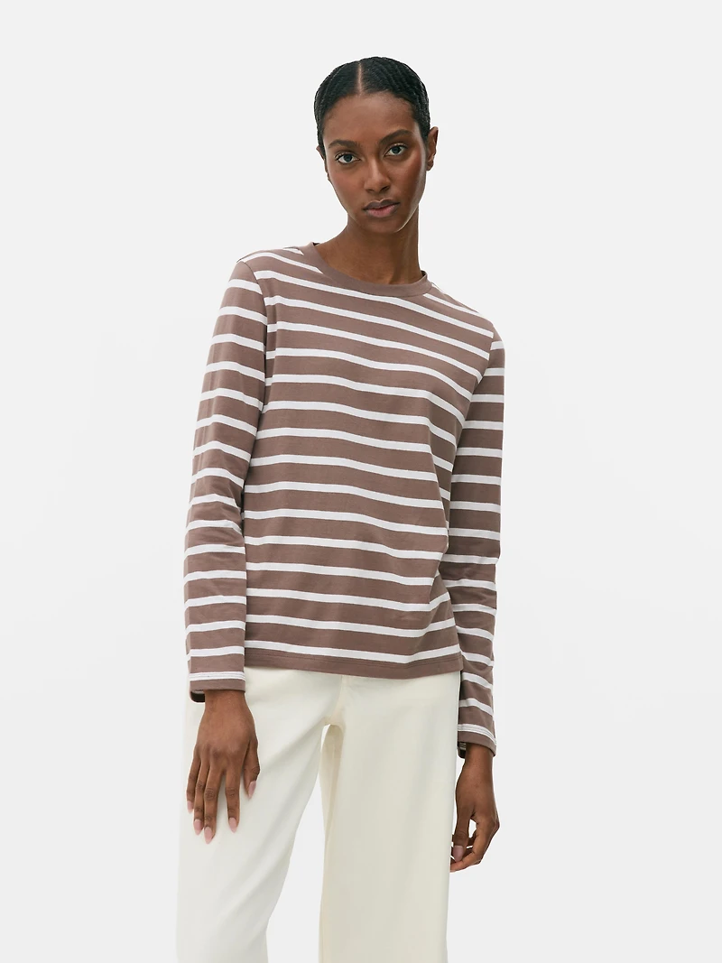 Striped Cotton Long Sleeve Top