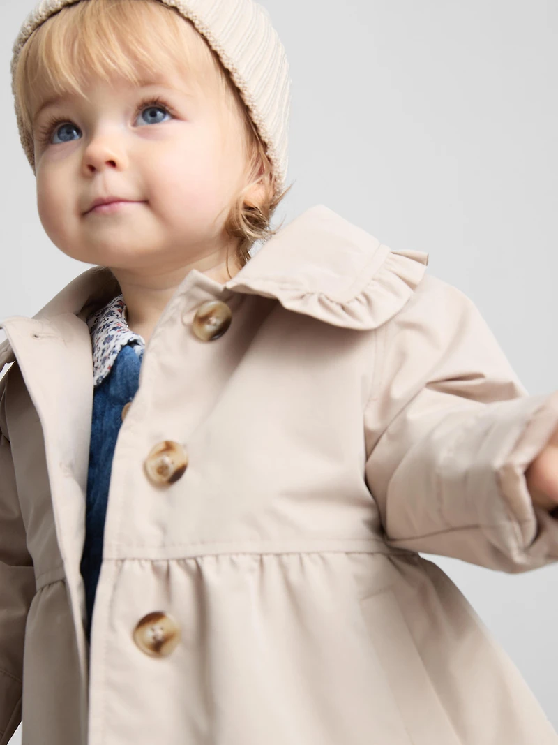 Ruffle Collar Trench Coat