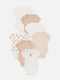 Baby Boys;Girls;Unisex Taupe 0-36mths | 7pk Short Sleeve Bodysuits