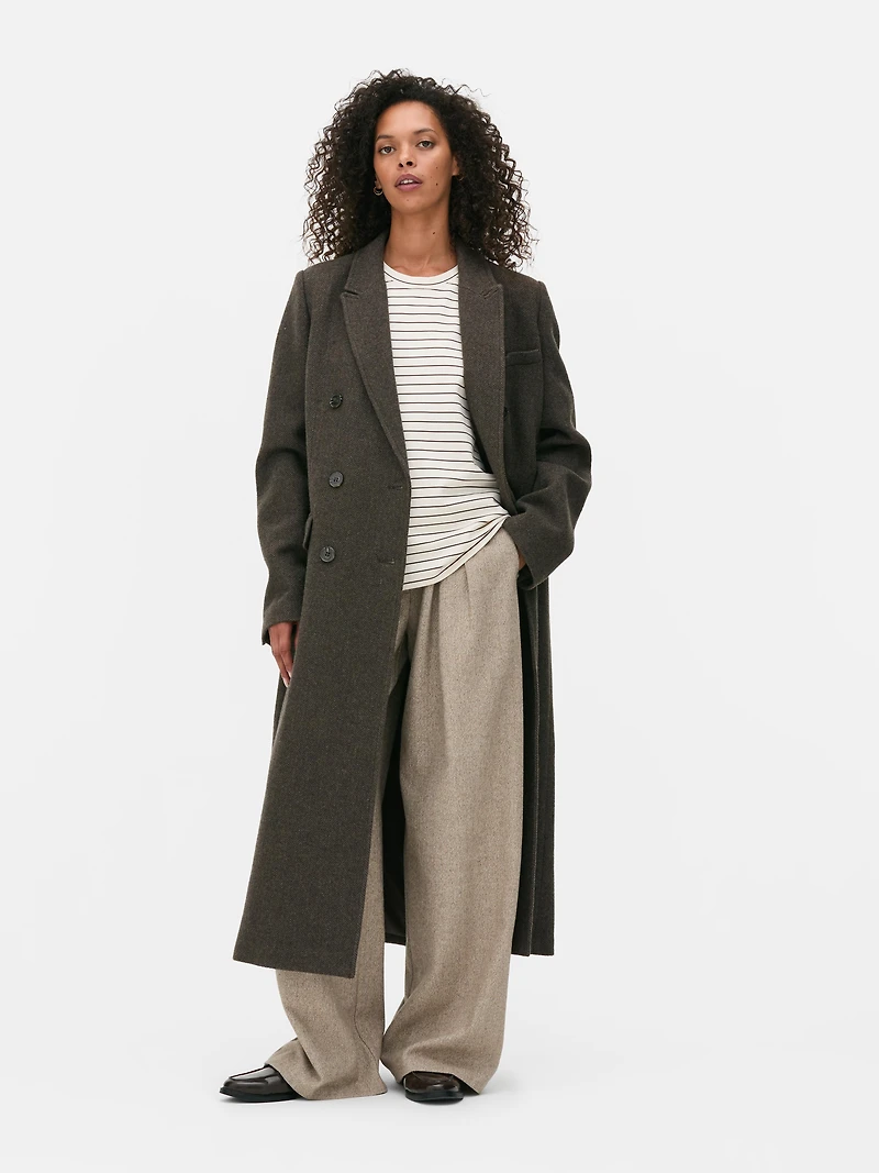 The Edit Double Breasted Herringbone Coat