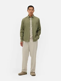 Men's Green Long Sleeve Twill Shirt