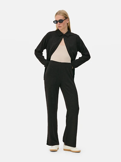 Textured Jersey Flared Leggings