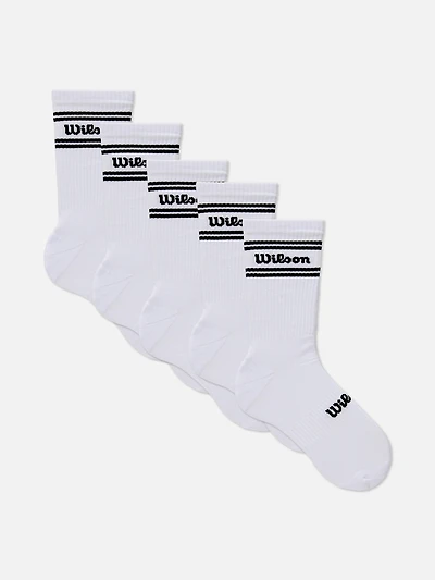 Men's White 5pk Wilson Ankle Socks