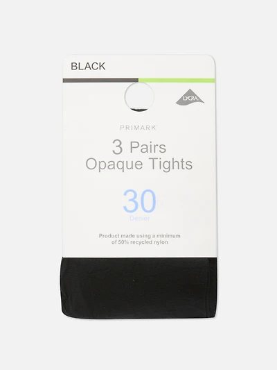 3-Pack 30 Denier Opaque Tights