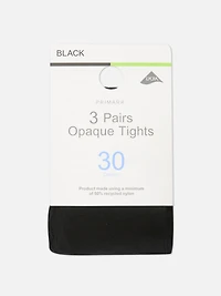 3-Pack 30 Denier Opaque Tights