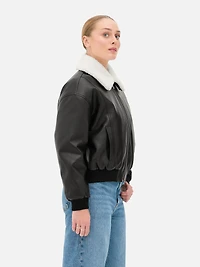 Faux Leather Bomber