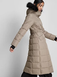 Women's Stone Longline Cinched Waist Puffer Jacket