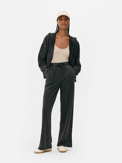 Acid Wash Zip Through Hoodie