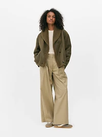 Faux Shearling Shawl Jacket