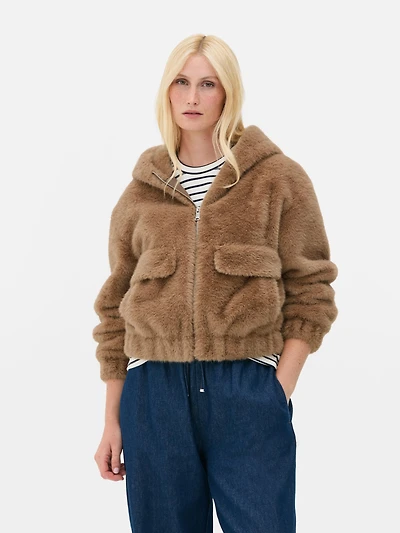 Faux Fur Hooded Jacket