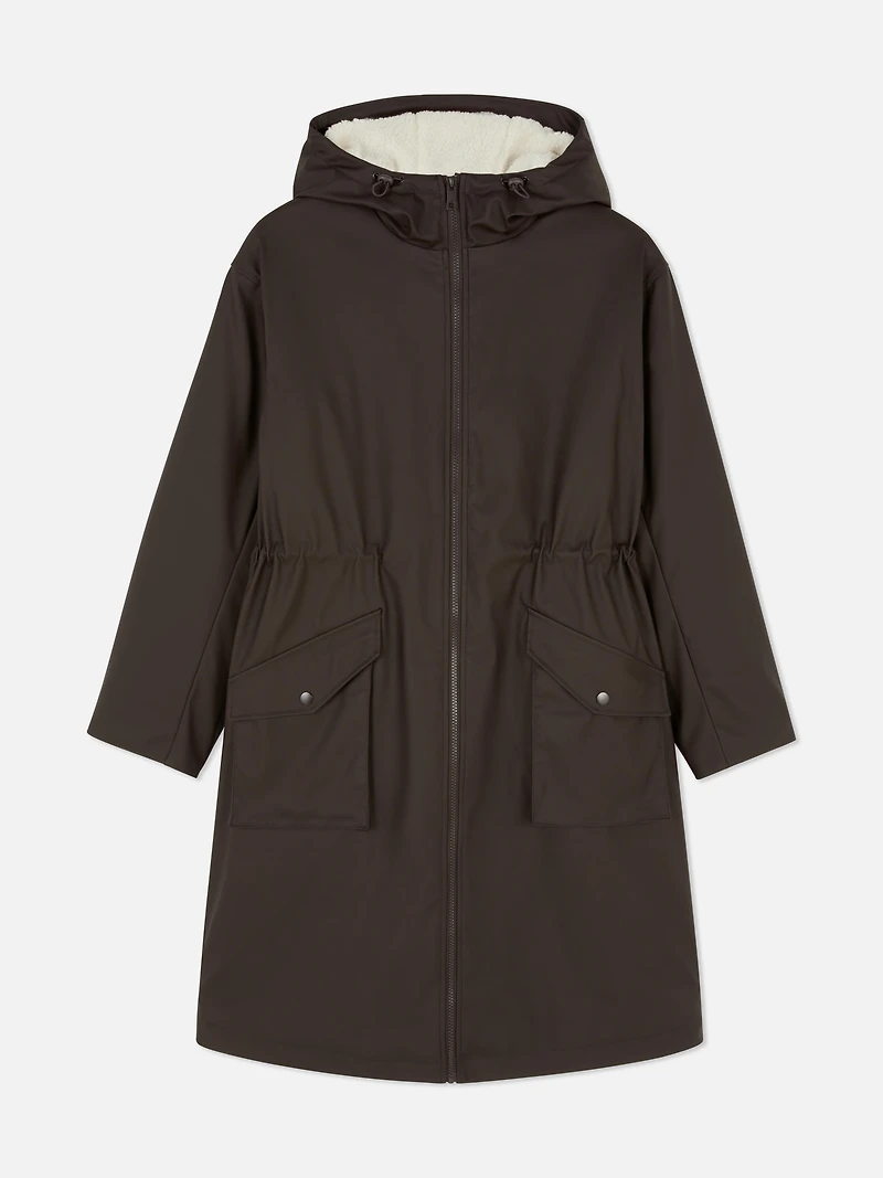 Women's Chocolate Longline Borg Lined Jacket