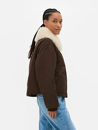 Padded Faux Fur Collar Jacket