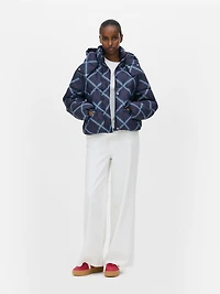 Short Check Puffer Jacket