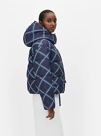 Short Check Puffer Jacket
