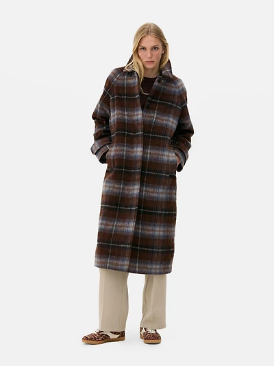 Plaid Pointed Collar Coat