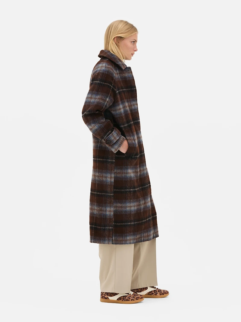 Plaid Pointed Collar Coat