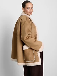 Patch Pocket Shearling Coat