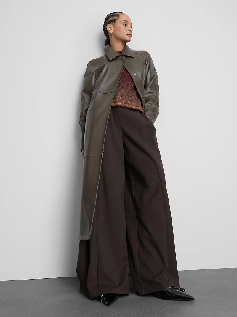 Paula Echevarría Faux Leather Longline Coat