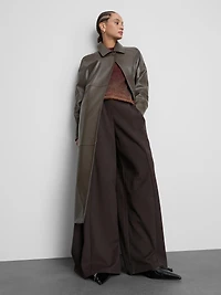 Paula Echevarría Faux Leather Longline Coat