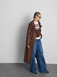 Paula Echevarría Faux Suede Trench Coat