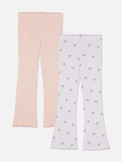 1.5-8yrs | 2pk Ribbed Lettuce Trim Flare Leggings