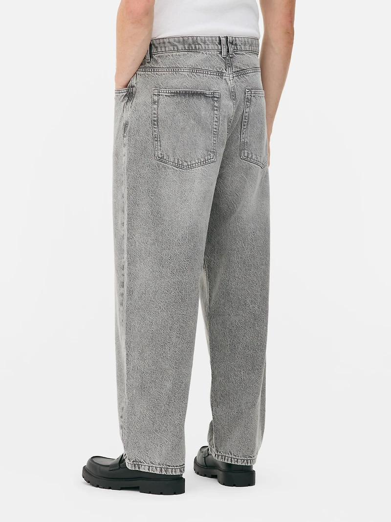 Men's Gray Mid-Rise Baggy Jeans