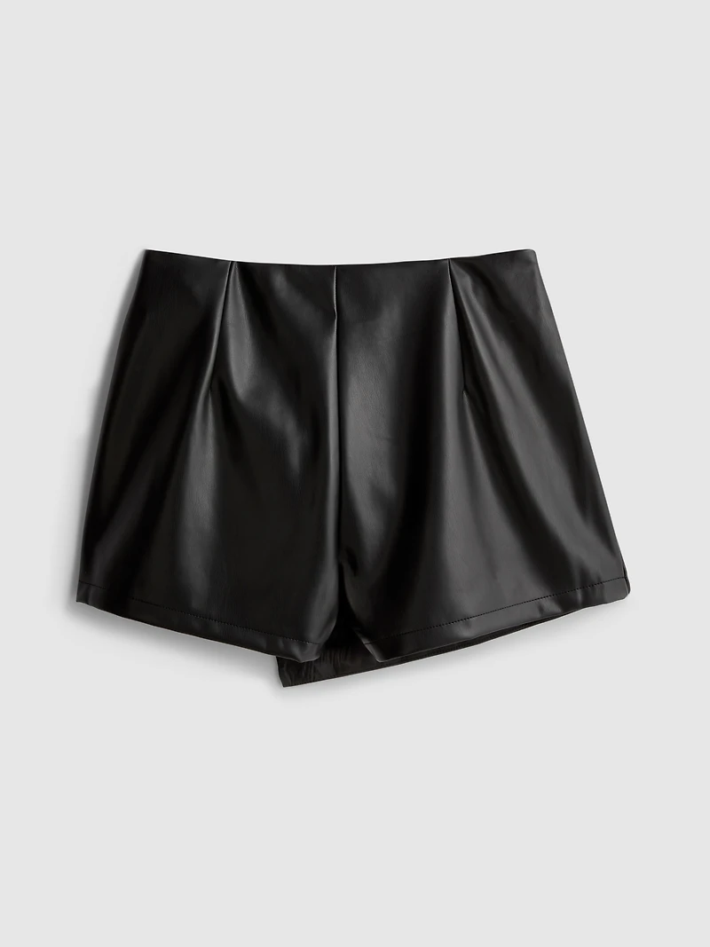 Faux Leather Skort