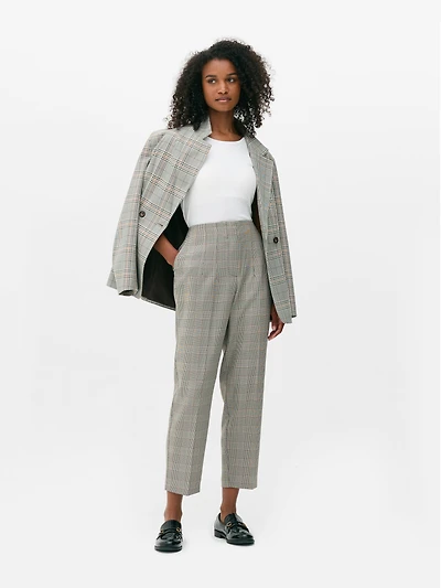 High-Waisted Check Pants