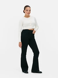 Patch Pocket Mid-Rise Flared Jeans
