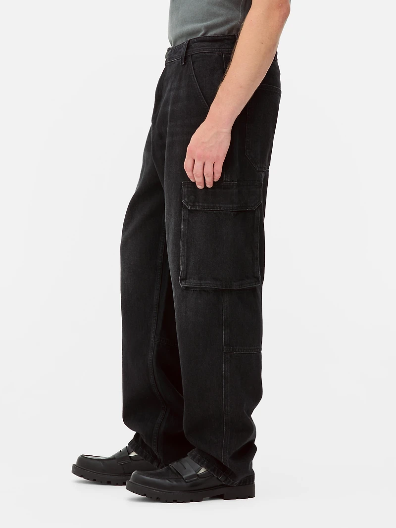 Mid-Rise Loose Cargo Jeans