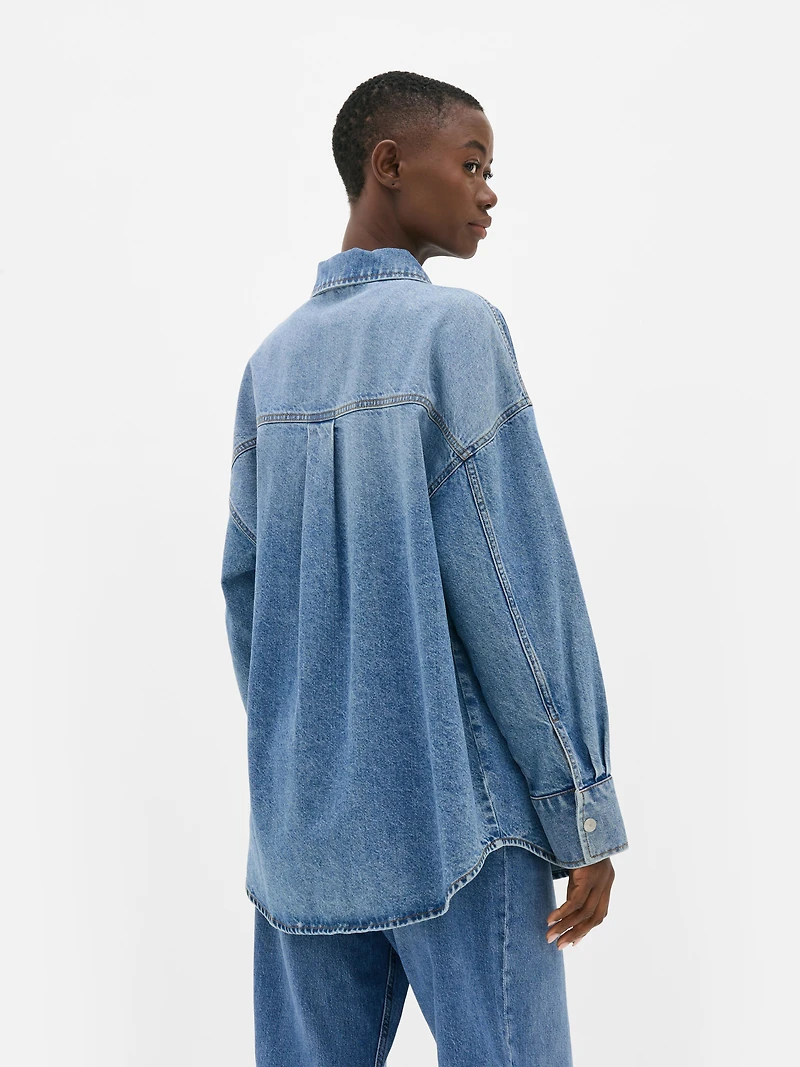 Relaxed Denim Button-Up Shirt