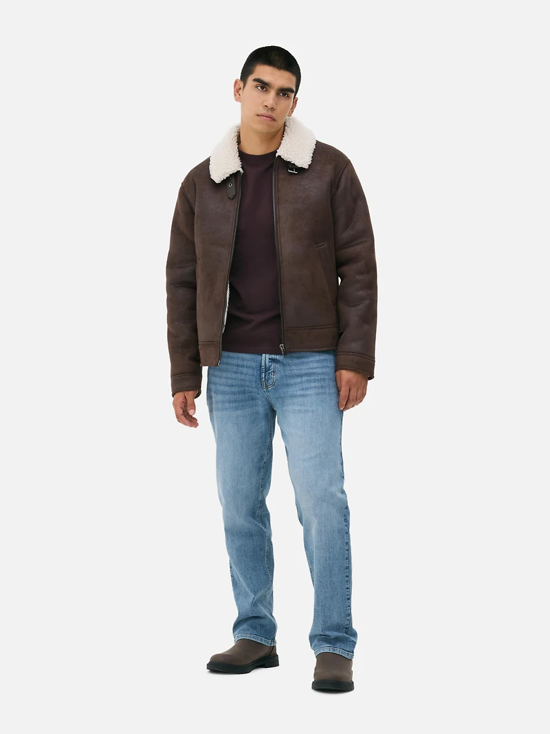 Suede And Faux Fur Flight Jacket
