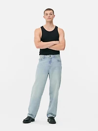 Men's Light Blue High-Waisted Relaxed Jeans