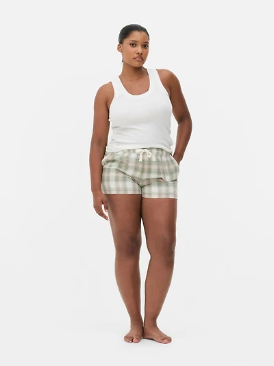 Flannel Drawstring Pajama Shorts