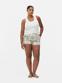 Flannel Drawstring Pajama Shorts