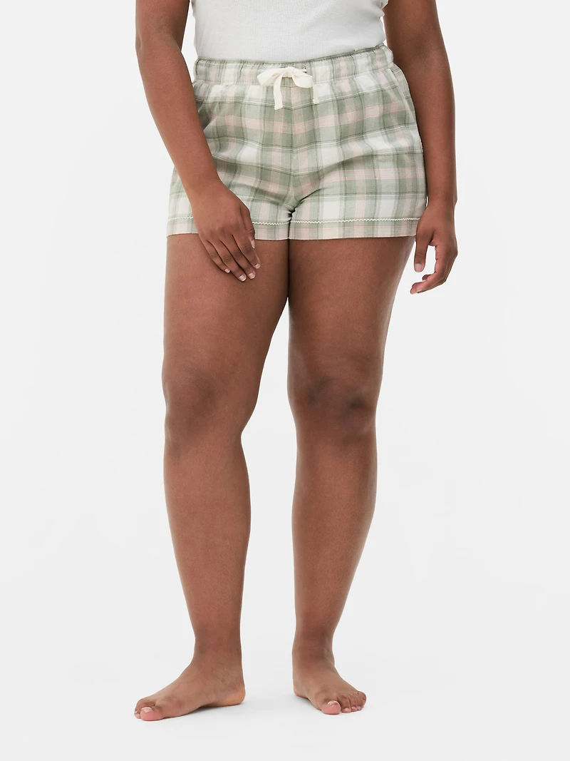 Flannel Drawstring Pajama Shorts