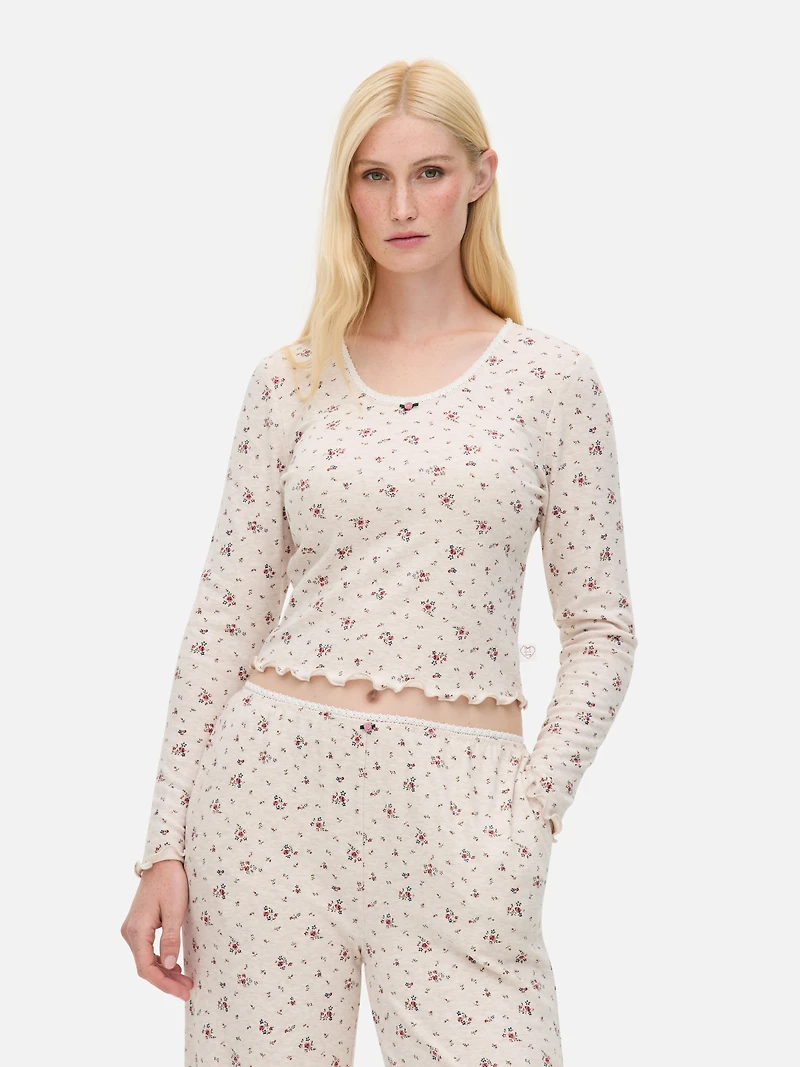 Ditsy Floral Long Sleeve Pajama Top