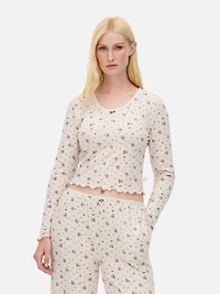 Ditsy Floral Long Sleeve Pajama Top