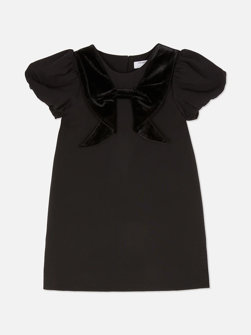 1.5-8yrs | Velour Bow Ruffle Sleeve Dress
