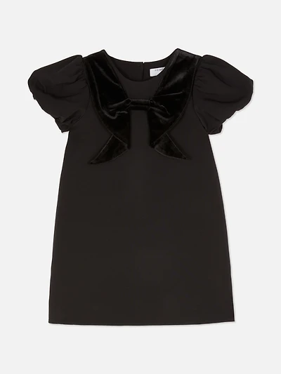 1.5-8yrs | Velour Bow Ruffle Sleeve Dress
